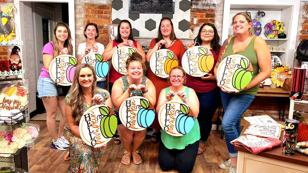 October 11th @ 6:30pm - Paint and Sip: Hello Pumpkin or Stacked Pumpkin
