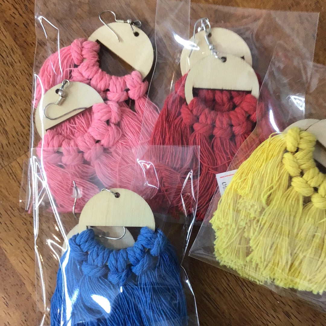 Wood Macramé Earrings