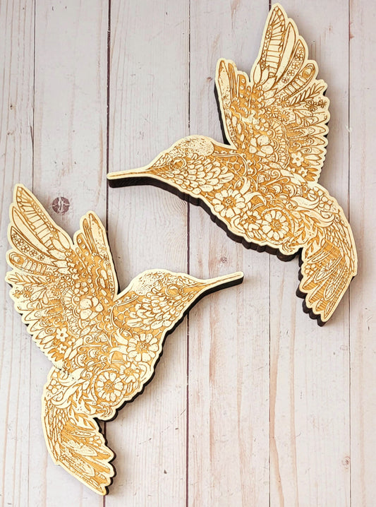 Wood Mandala Inspired Hummingbird Accent Pieces.