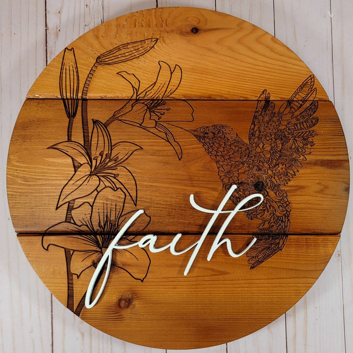 Personalized Wood Hummingbird Sign | Custom Mandala Door Décor