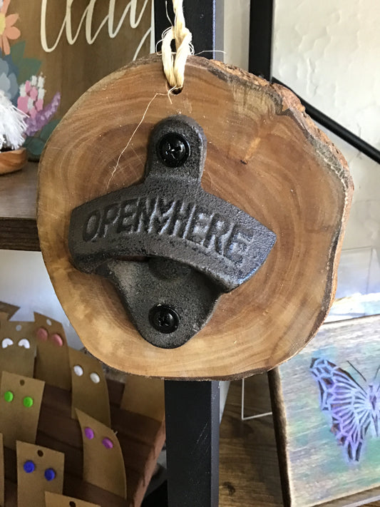Wood bottle opener