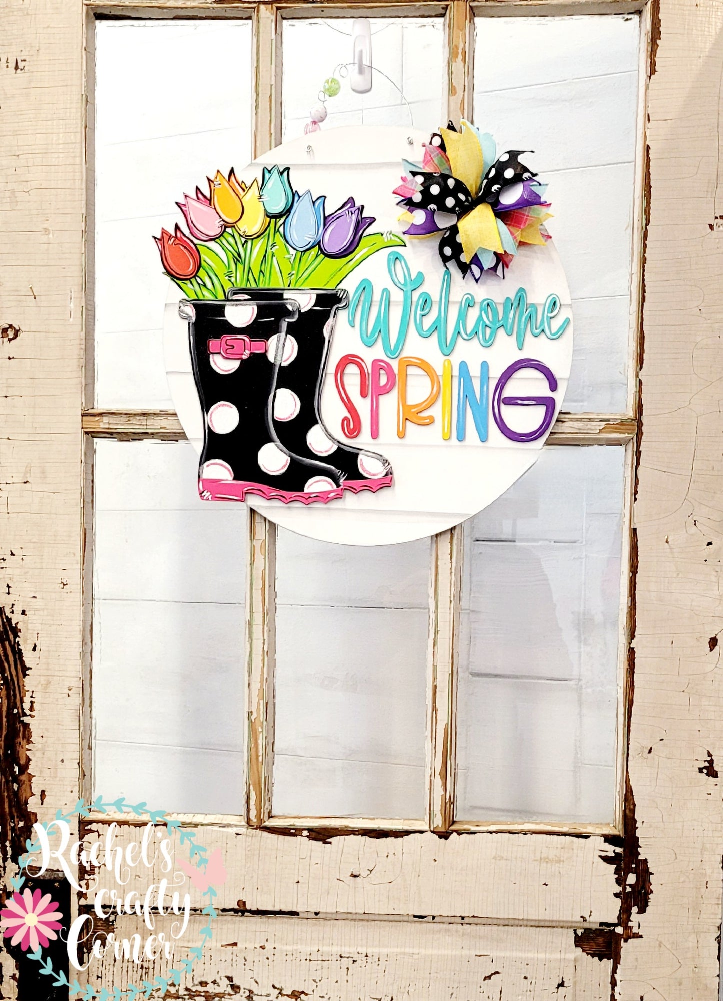 Door Hanger: 3D Spring Tulips and Rain Boots