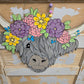 Door Hanger: Spring Floral Highland Cow