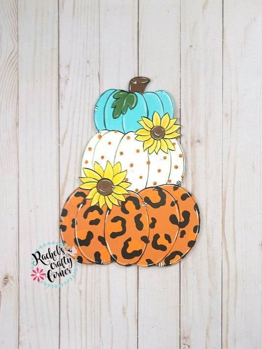 Leopard Pumpkin Topiary with Sunflowers Sign